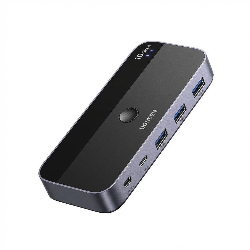 USB-переключатель для ПК UGREEN CM691 2в4/10 Гбит/с/с пультом Темно-серый (25164)