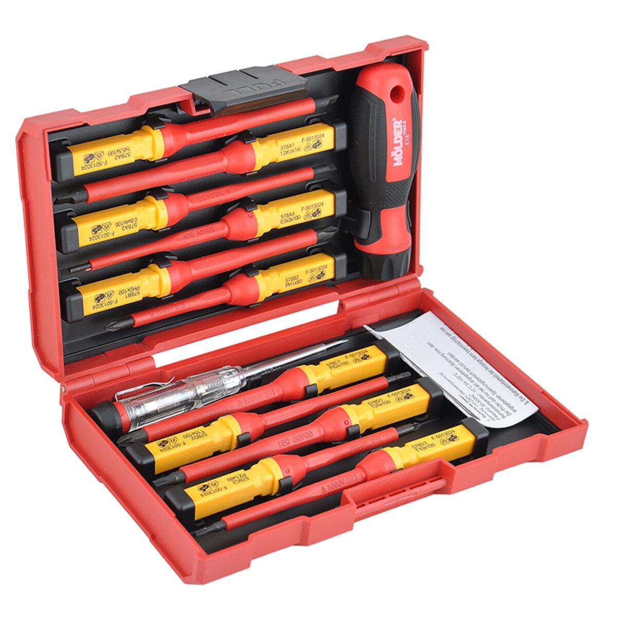 Набір викруток ізольованих Molder VDE 1000В з індикатором напруги 13 шт. (18299620)