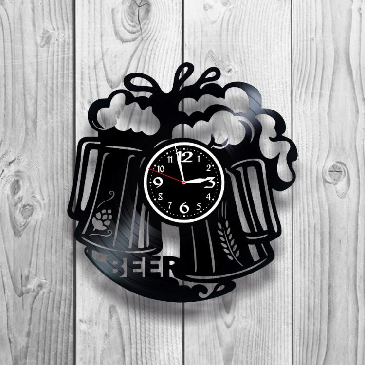 Часы настенные Пиво 0008 из виниловой пластинки
