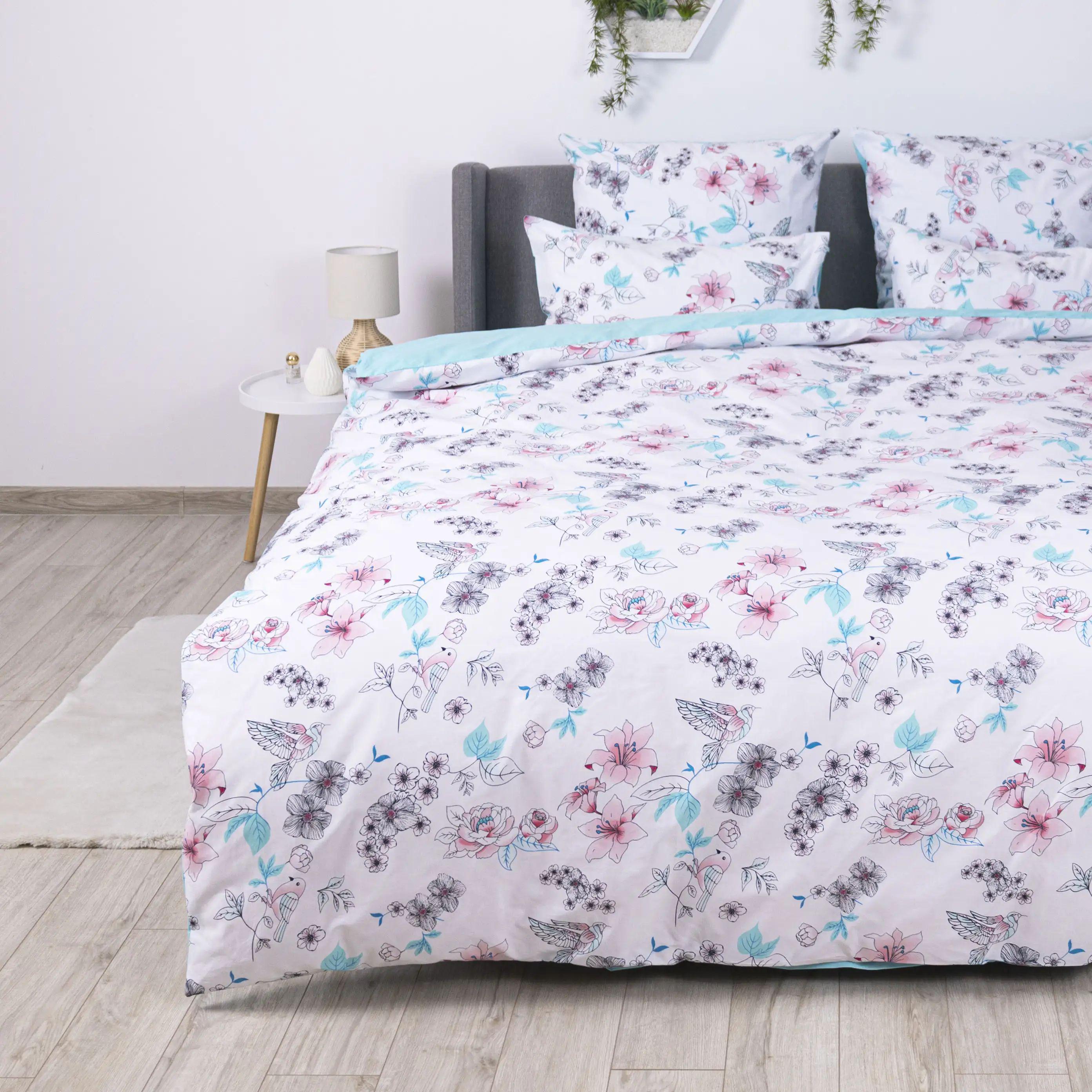 Комплект постільної білизни гіпоалергенний ТЕП Весняний бриз 115 г/кв. м євро з наволочками 70x70 см Бірюзовий (13020200215)