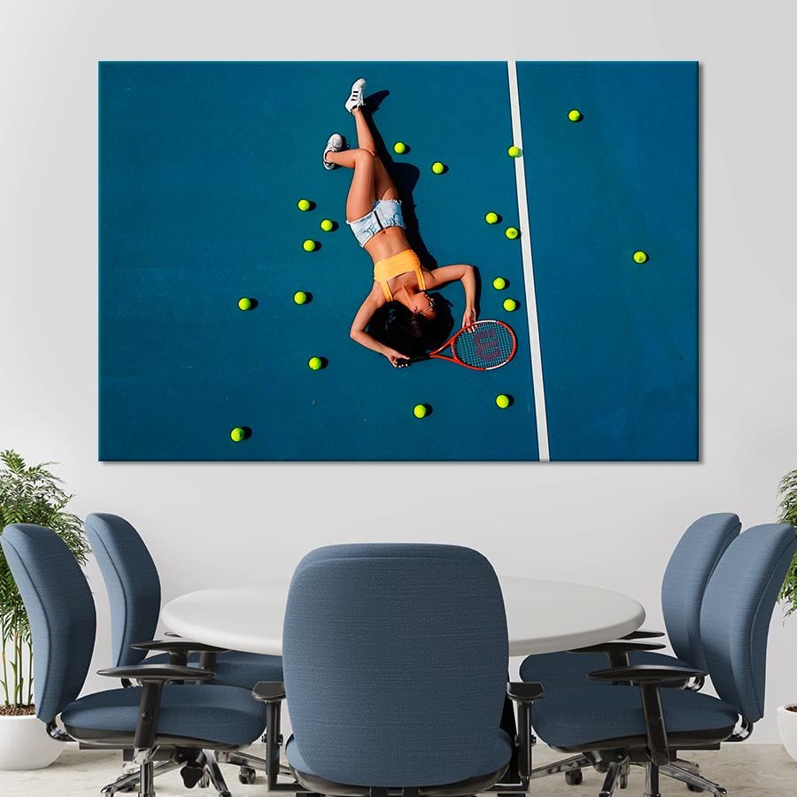Картина спорт Девушка на теннисном корте 120x80 см (A1252-1)