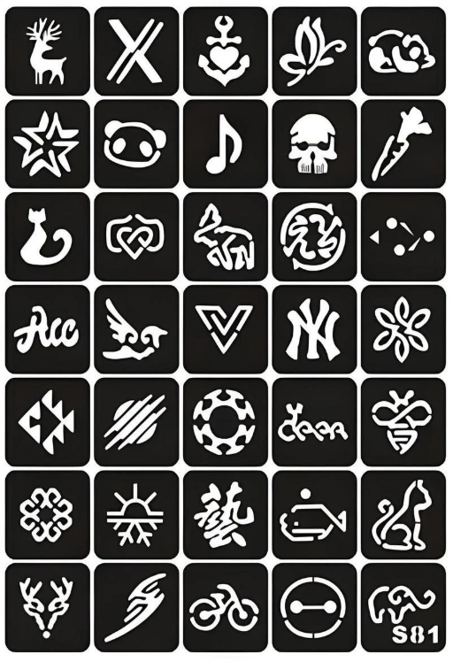 Набір трафаретів для тату S81 (2257127862)