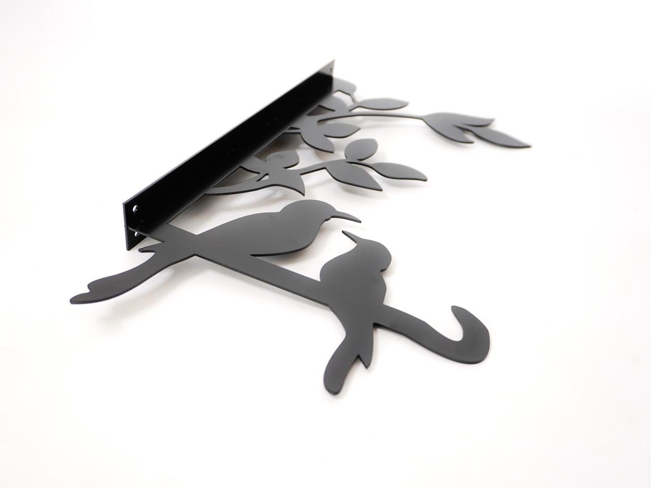 Кронштейн Птицы для кашпо с цветами метал Черный (М015) - фото 2