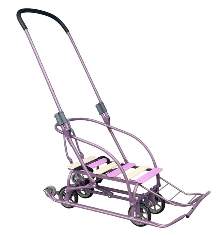 Санки-трансформер дитячі на колесах ТМ Мрія 2025 Veloz Бузковий/Жовто-рожевий