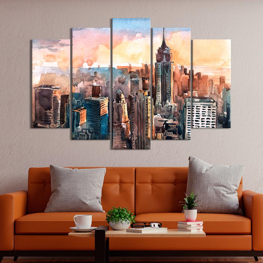 Картина на холсте Вид на архитектуру Нью-Йорка 137x85 см (V241-5_L)