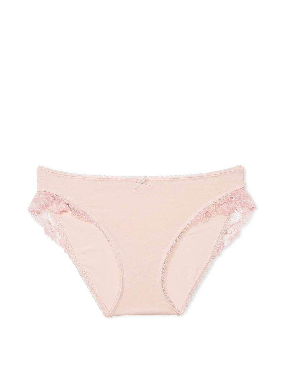 Трусы женские Victoria's Secret Cotton Lace-Trim Bikini XS Розовый (2176700385) - фото 4