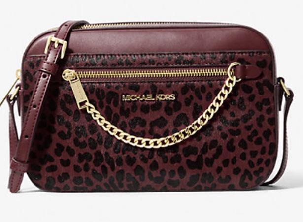 Сумка Michael Kors Jet Set Large Leopard-Print Calf Hair Crossbody Bag (35F4GTTC9H)