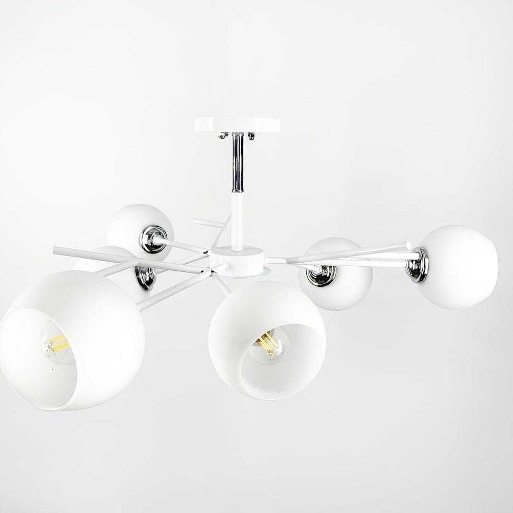 Люстра на 6 білих плафонів Ø 60 см (088N/6 WT+CH+WT) - фото 3