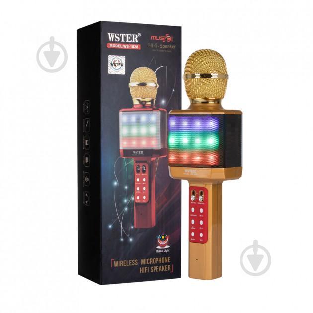 Мікрофон-караоке бездротовий WSTER WS-1828 Золотий (101114)