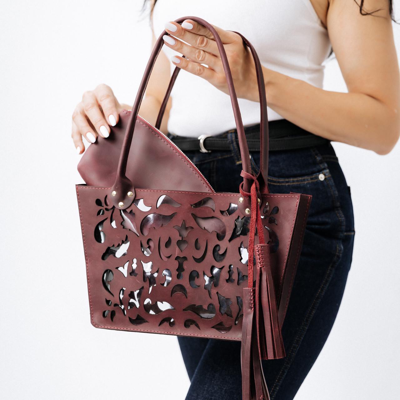 Жіноча сумка шкіряна EDENA Avoska Бордовий (Bag-2) - фото 3 Жіноча сумка шкіряна EDENA Avoska Бордовий (Bag-2) - фото 3