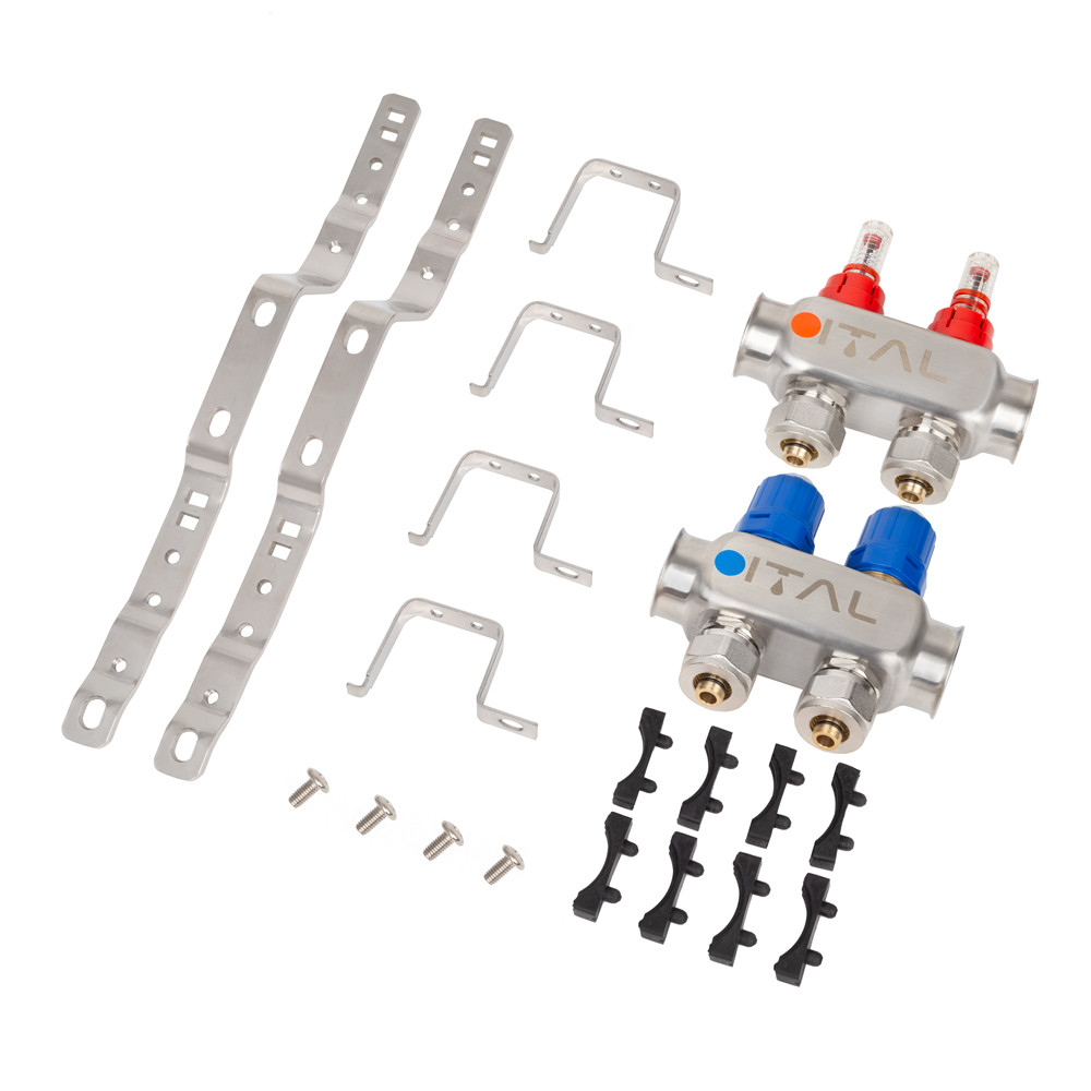Колекторний блок з витратомірами ITAL HC1-02 3/4" Ek нержавіюча сталь (SQ-1047067) - фото 2