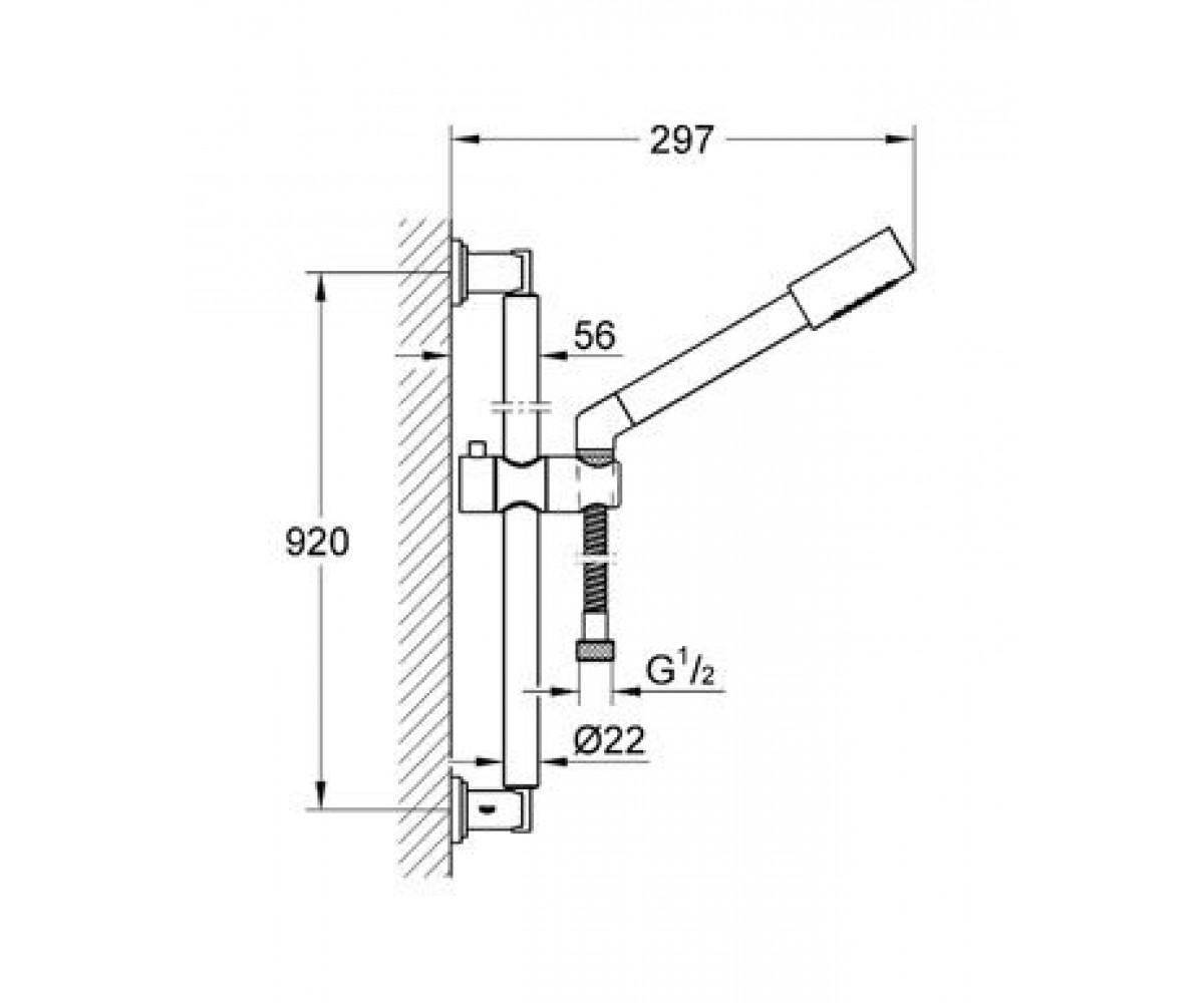 Душевой комплект Grohe SENA 28347000 со штангой Хром (111611) - фото 2