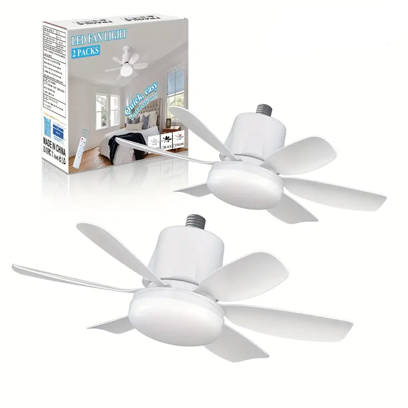 Вентилятор потолочный с подсветкой и пультом ДК 47 см 2 шт. Белый (28161152)