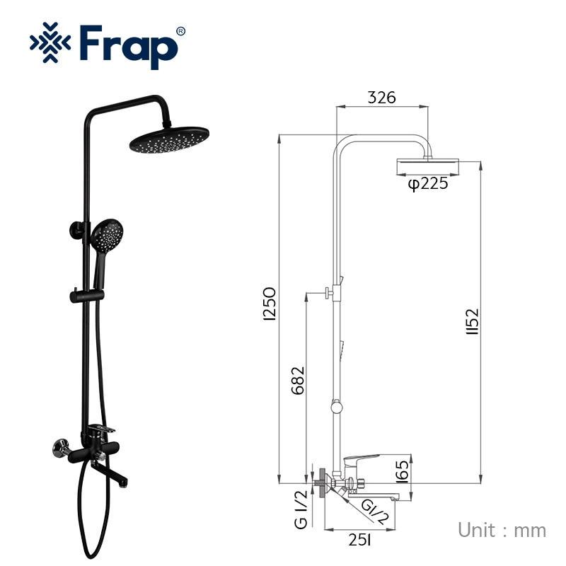 Душевая система Frap H49 F2449-6 поворотный излив-переключатель на лейку 3 режима Черный/Хром - фото 3