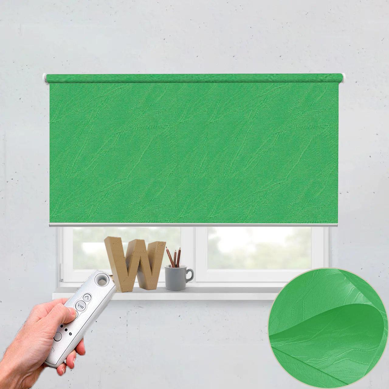 Рулонная штора автоматическая Wenster Вода 2159 122,5х350 см с электродвигателем Зеленый (i1931119852)