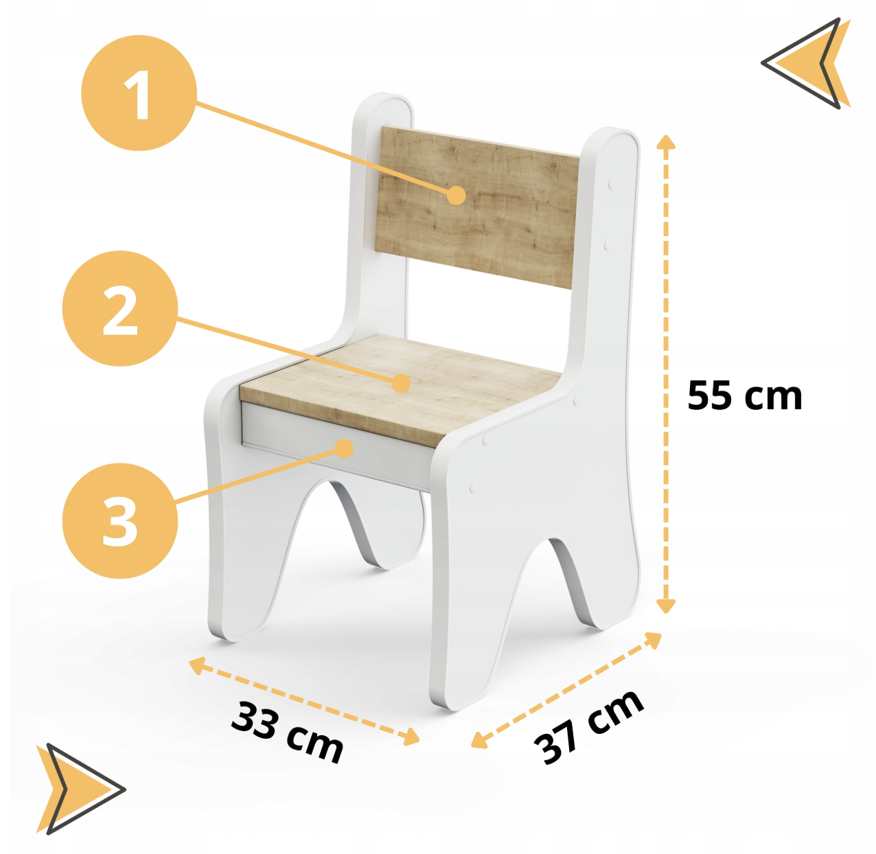 Стільчик для дитячої кімнати 55х37х33 см Білий з блакитним - фото 8 Стільчик для дитячої кімнати 55х37х33 см Білий з блакитним - фото 8