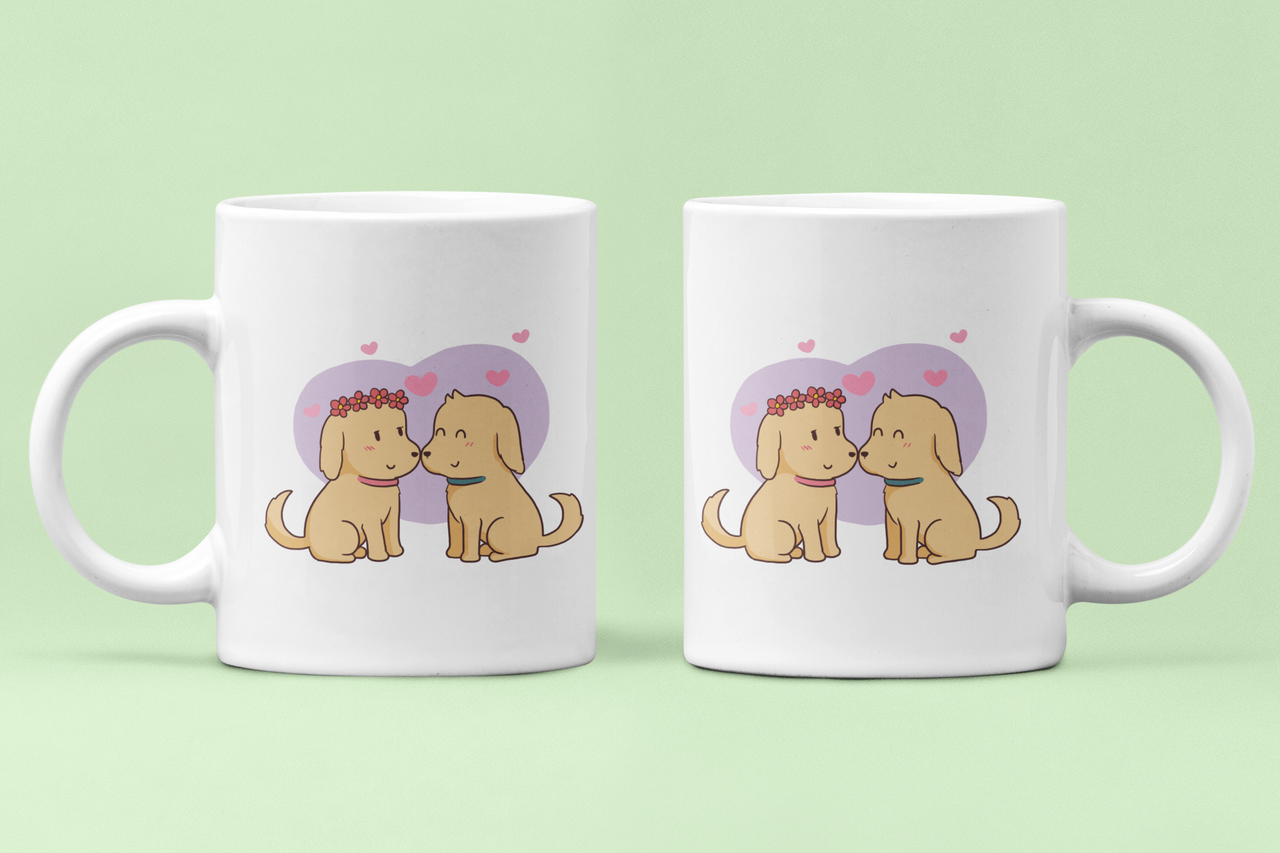 Чашки парные Собачки для влюбленных 330 мл Белый (ВЛ172Ч)