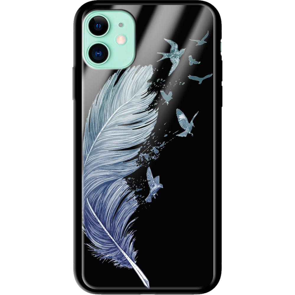 Чехол Boxface iPhone 12 Feather Черный силикон со стеклом (41161-cc38-41127)