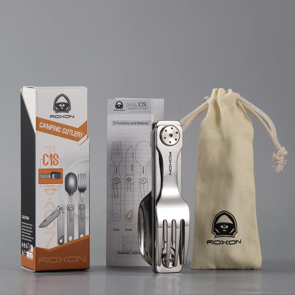 Набір столових приборів Roxon C1S 3в1 складані ложк та вилка з нержавіючої сталі (0010471) - фото 8