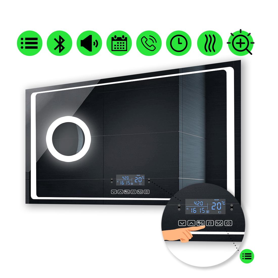 Зеркало с LED подсветкой Emma с Smart-блоком и линзой с подсветкой 80x100 см (Emma172)