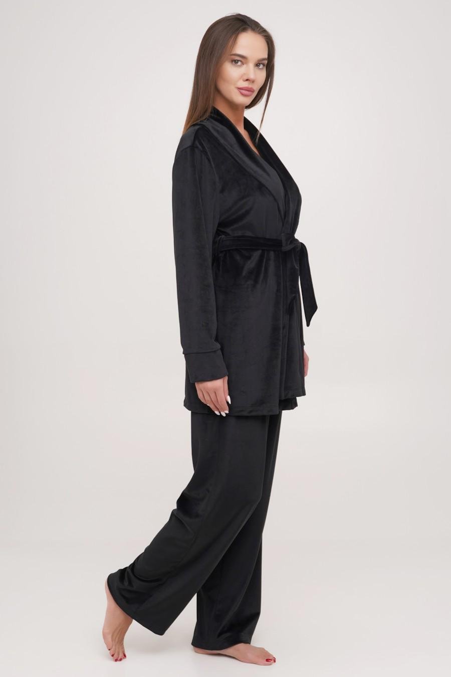 Комплект Effetto халат/брюки р. 42/S Черный (80013) - фото 3 Комплект Effetto халат/брюки р. 42/S Черный (80013) - фото 3