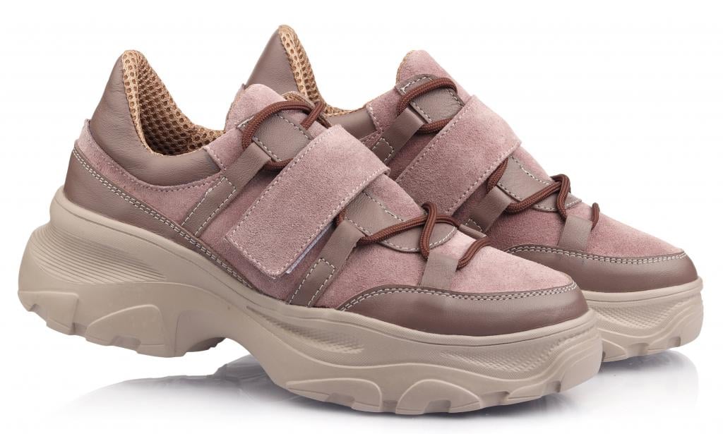 Кроссовки для девочек 3014 кожа/замша р. 39 Бежевый