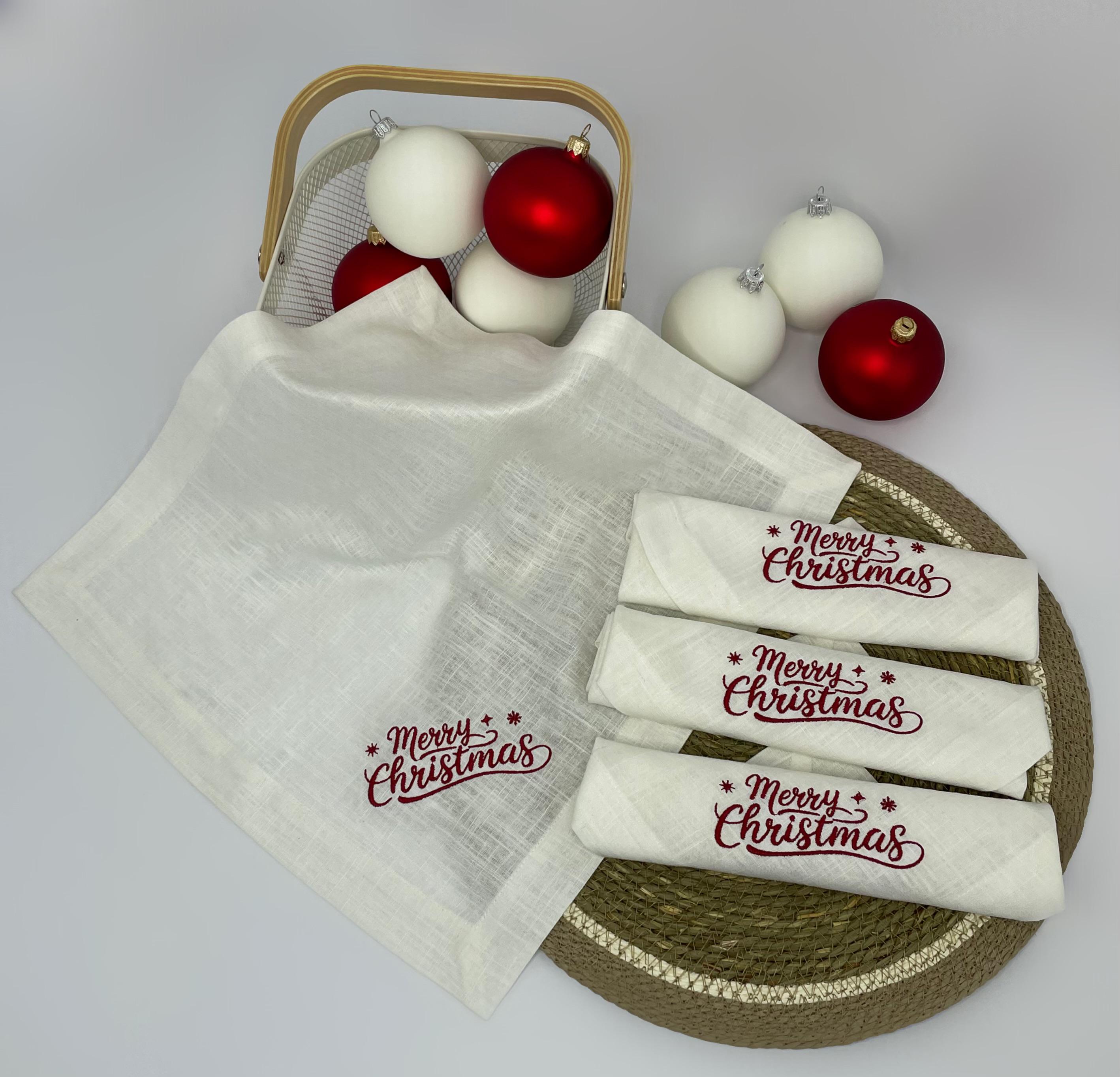 Салфетка с вышивкой Merry Christmas 6 шт. Белый (30100482) - фото 6 Салфетка с вышивкой Merry Christmas 6 шт. Белый (30100482) - фото 6