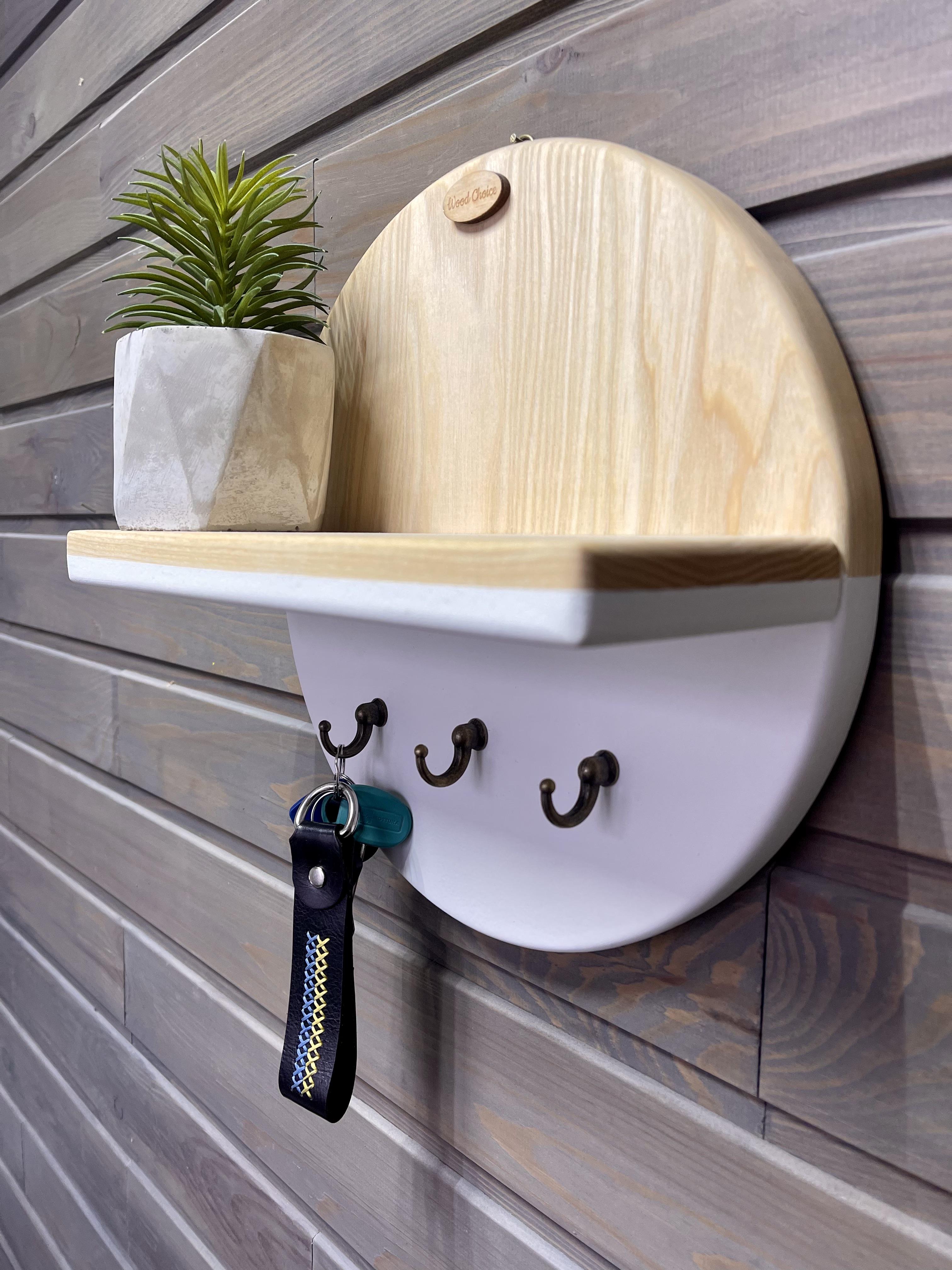 Ключница настенная из ясеня 25 см Белый