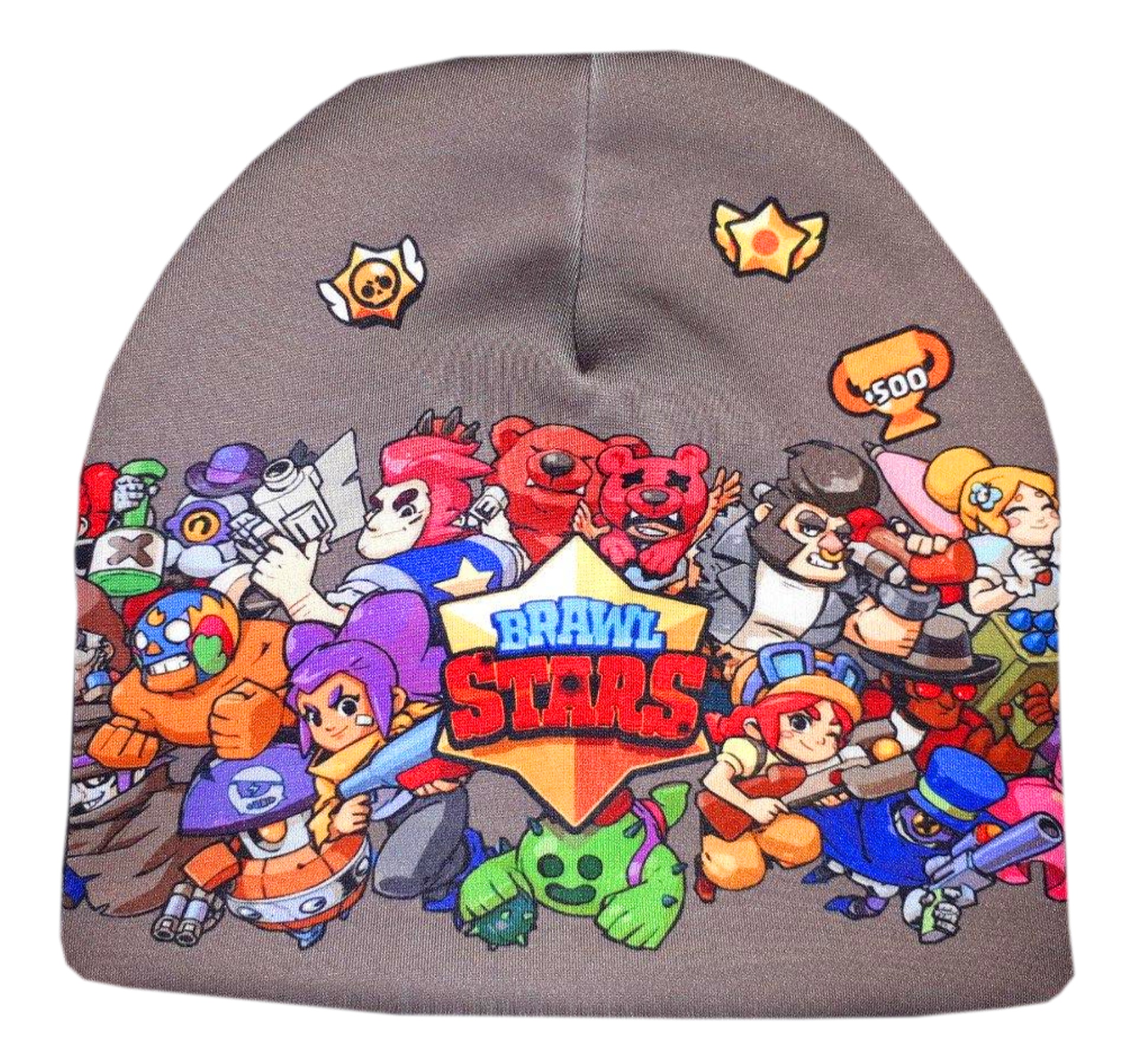 Детская трикотажная шапка Бравл Старс, цвет серый Детская трикотажная шапка Бравл Старс, цвет серый