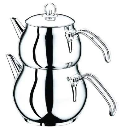 Чайник двухъярусный турецкий OMS 8012-L из нержавеющей стали 1,2/2,5 л