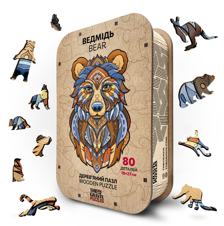 Пазл деревянный THEGRAVIX Медведь фигурный (28158081)
