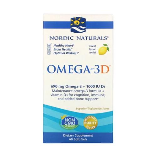 Омега 3 Nordic Naturals Omega-3D 1000 мг 60 Soft Gels Great Lemon taste - фото 1