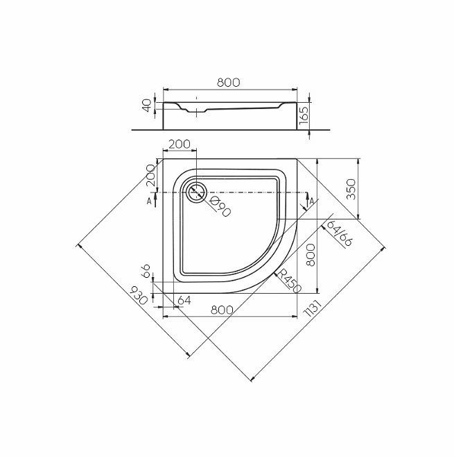 Піддон для душу Kolo First XBN1680000 акриловий напівкруглий 80x80x16,5 см (87448) - фото 2