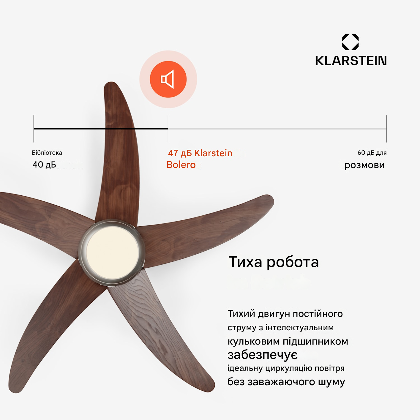 Вентилятор потолочный умный Bolero KLARSTEIN 30 Вт 47 дБ (10046081) - фото 6 Вентилятор потолочный умный Bolero KLARSTEIN 30 Вт 47 дБ (10046081) - фото 6