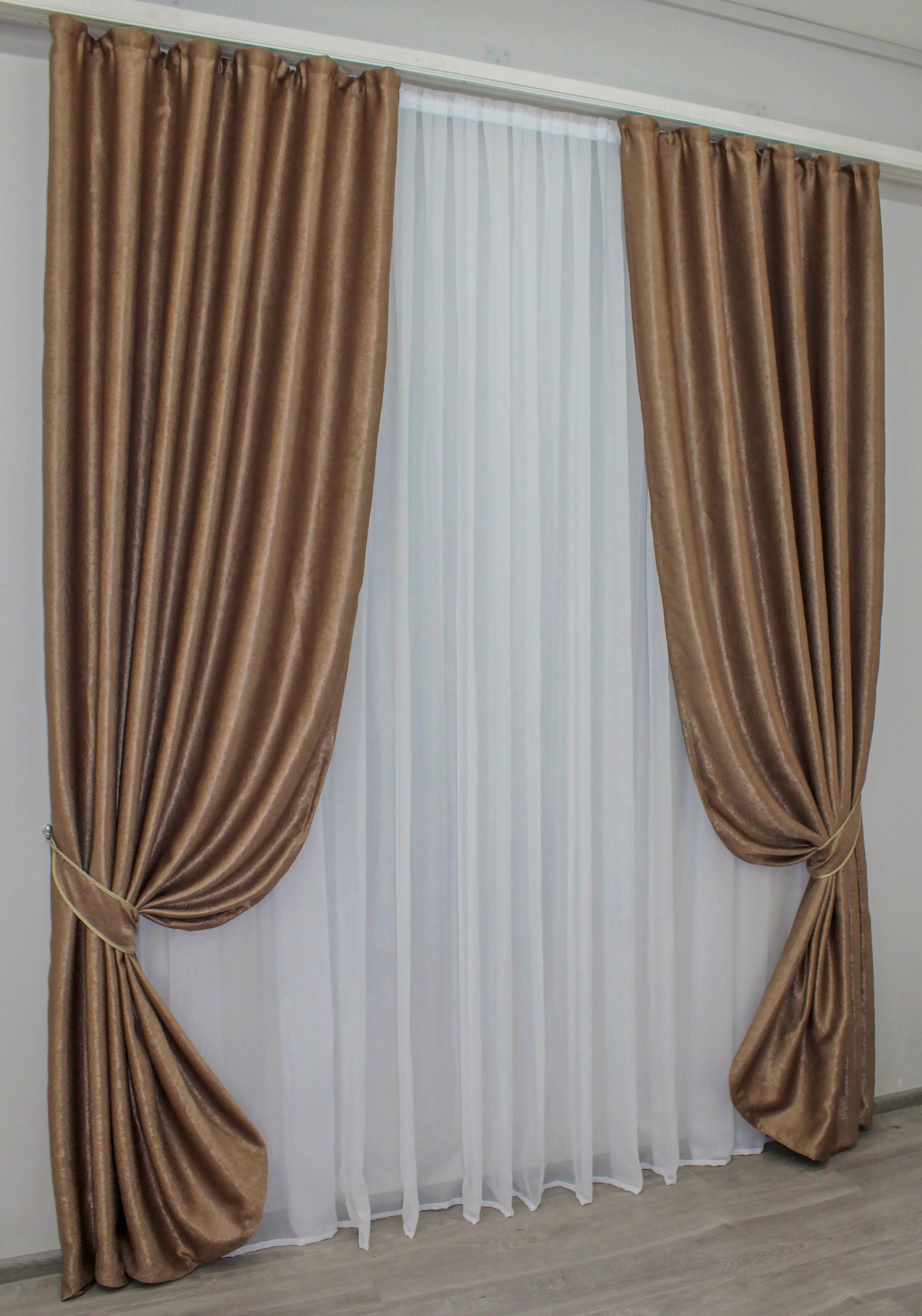 Комплект штор VR-Textil Софт № 095ш 100х270 см 2 шт. Коричневый (31-083)
