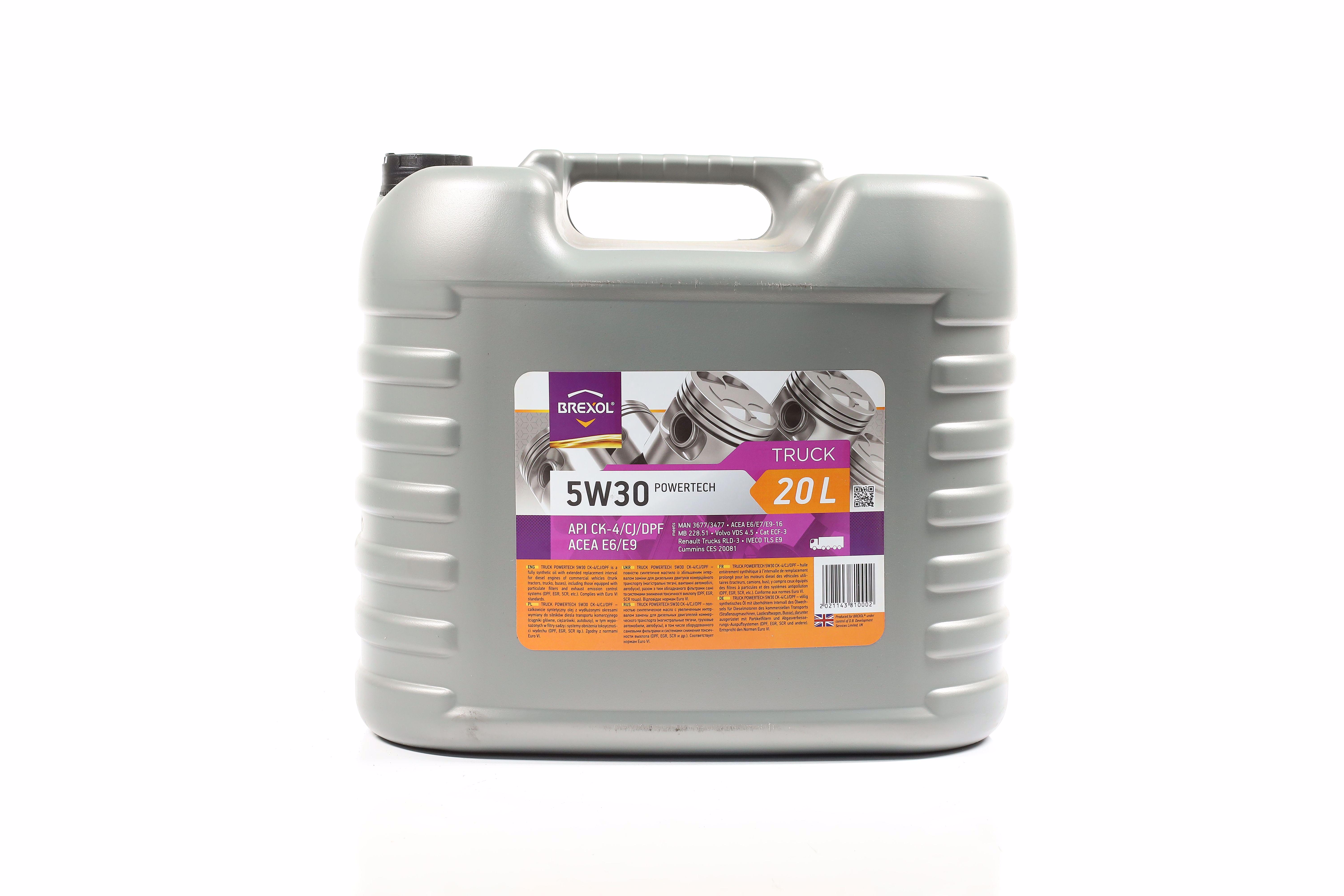 Масло моторное Brexol Truck Power Tech 5W30 CK-4/CJ-4/DPF E6 канистра 20 л (48021143810)