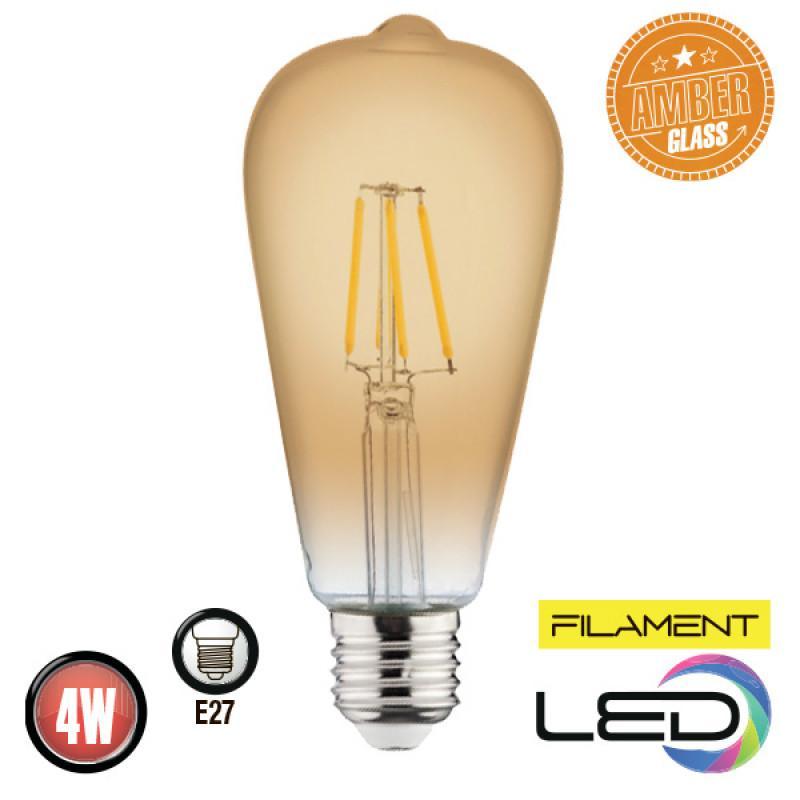 Лампа светодиодная (ретро) Horoz Electric RUSTIC VINTAGE-4 4W Filament led 2200К E27 - фото 2