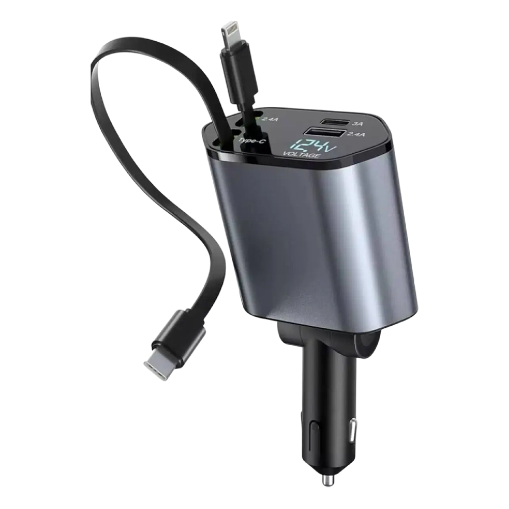 Зарядное устройство автомобильное 4в1 поддержка USB Type-C (12004)