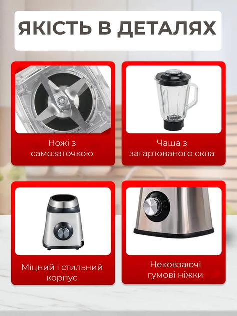 Блендер стаціонарний Вітек з кавомолкою 2800 Вт 2в1 (534377349) - фото 5