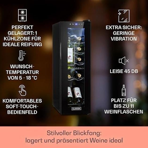 Винний холодильник KLARSTEIN Shiraz 12 Slim Uno (10034625) - фото 2 Винний холодильник KLARSTEIN Shiraz 12 Slim Uno (10034625) - фото 2