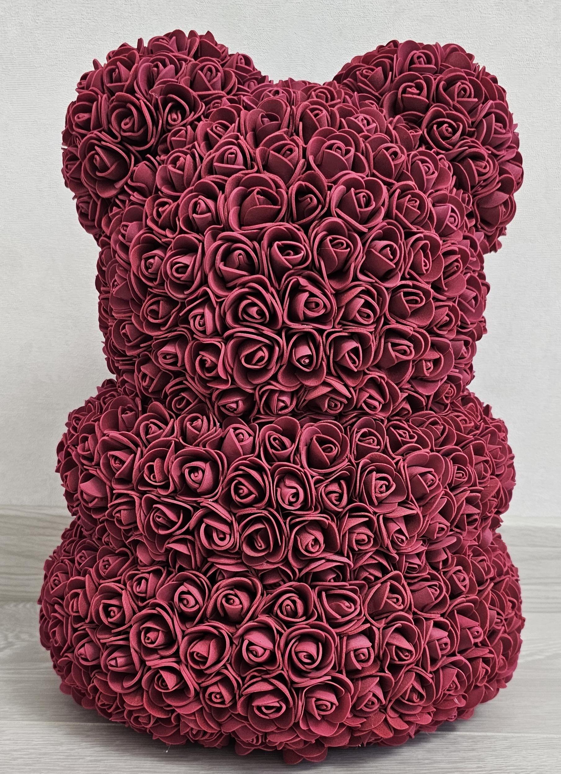 Мишка из искусственных роз T-PACK 40 см Бордовый (14951143) - фото 3 Мишка из искусственных роз T-PACK 40 см Бордовый (14951143) - фото 3