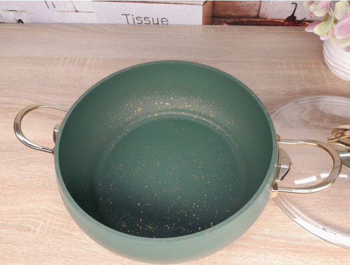 Каструля з кришкою OMS з антипригарним покриттям для газу без індукціі 4,5 л Зелений (3141-4.5green) - фото 4