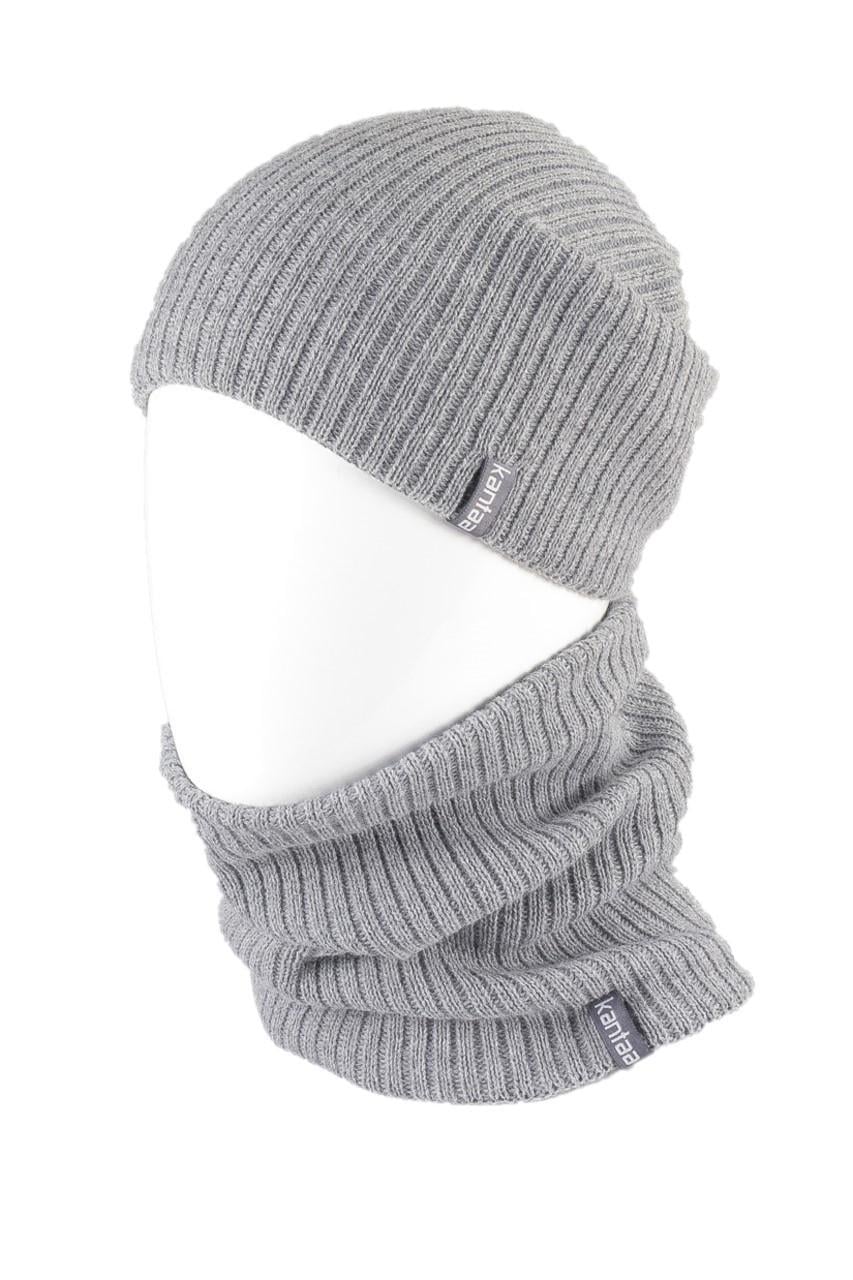 Вязаная шапка Кahta Fashion Hat с Buff снуд унисекс р. 57-58 Серый (OC-055)