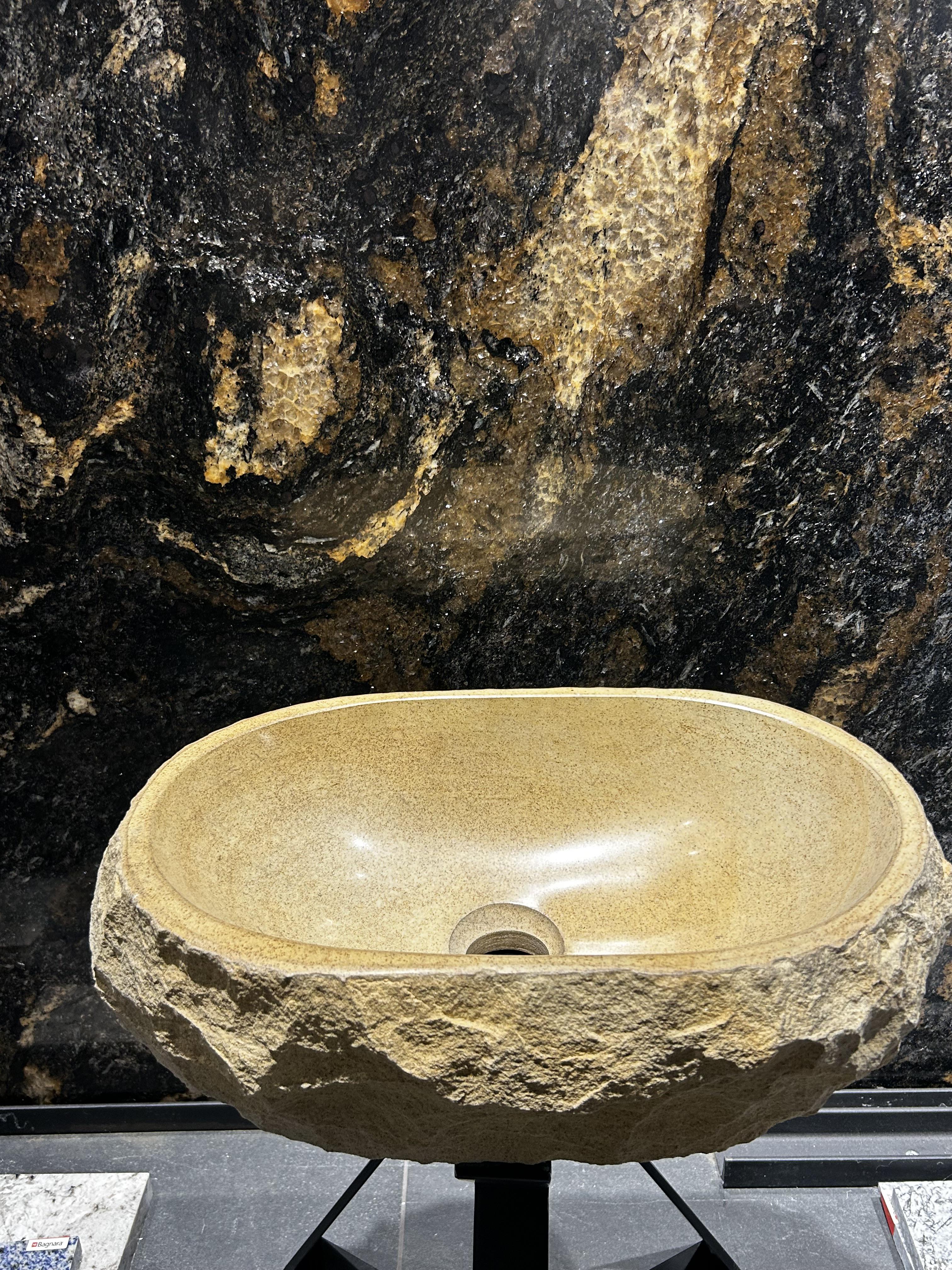 Умивальник з каменя MARKAM овальний 49х33х14 см Жовто-бежевий (976654)