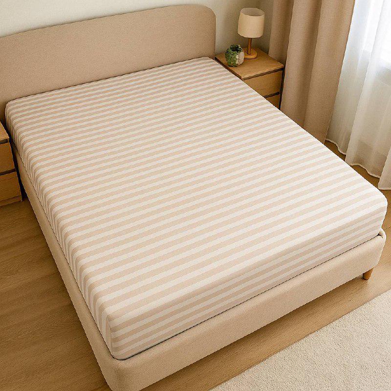 Простынь Stripes на резинке без голд 160х200 см Beige (G-15-04b/x160)