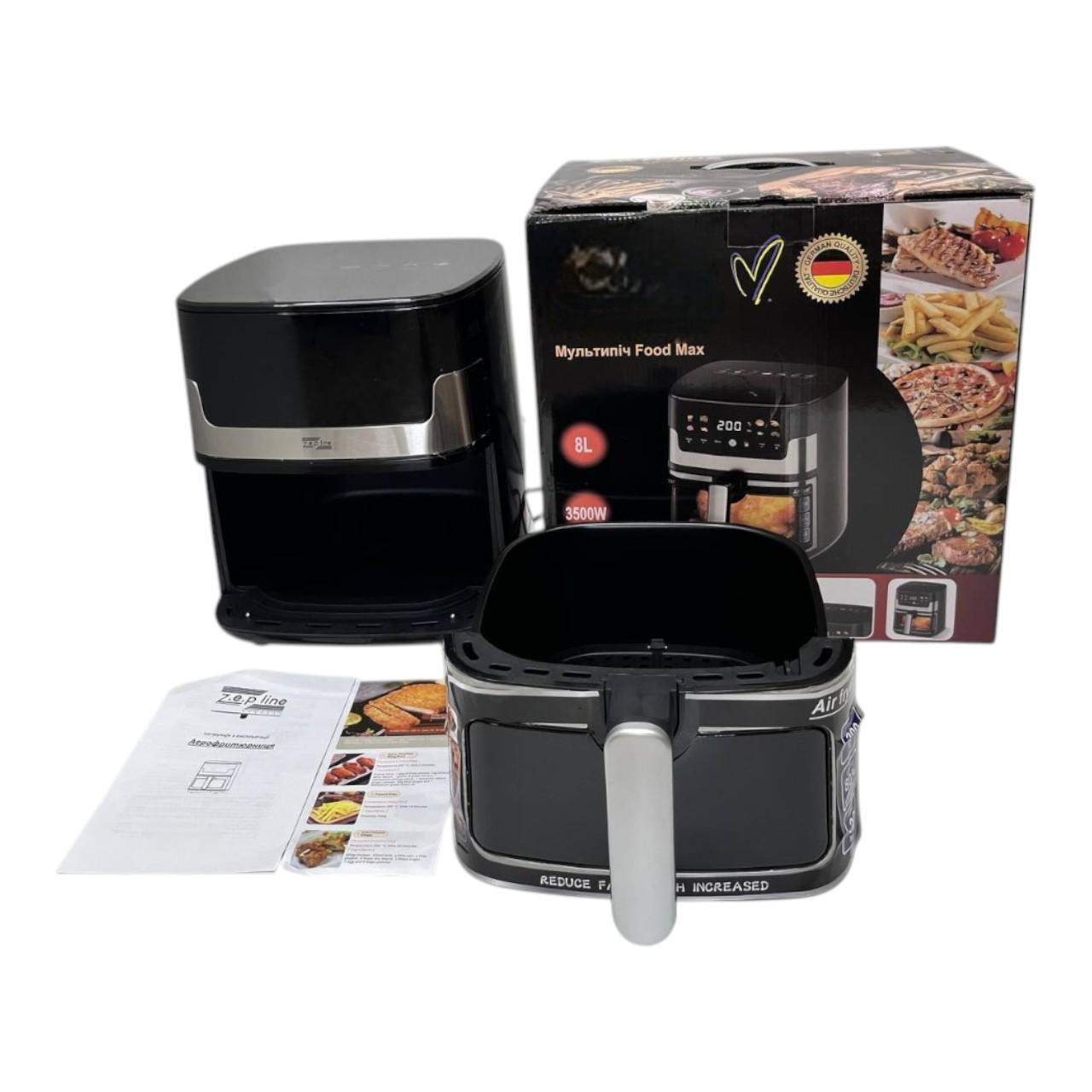 Аерофритюрниця-мультипіч Zepline ZP-215 з антипригарним покриттям та сенсорним дисплеєм 3500 Вт 8 л (є292) - фото 8 Аерофритюрниця-мультипіч Zepline ZP-215 з антипригарним покриттям та сенсорним дисплеєм 3500 Вт 8 л (є292) - фото 8