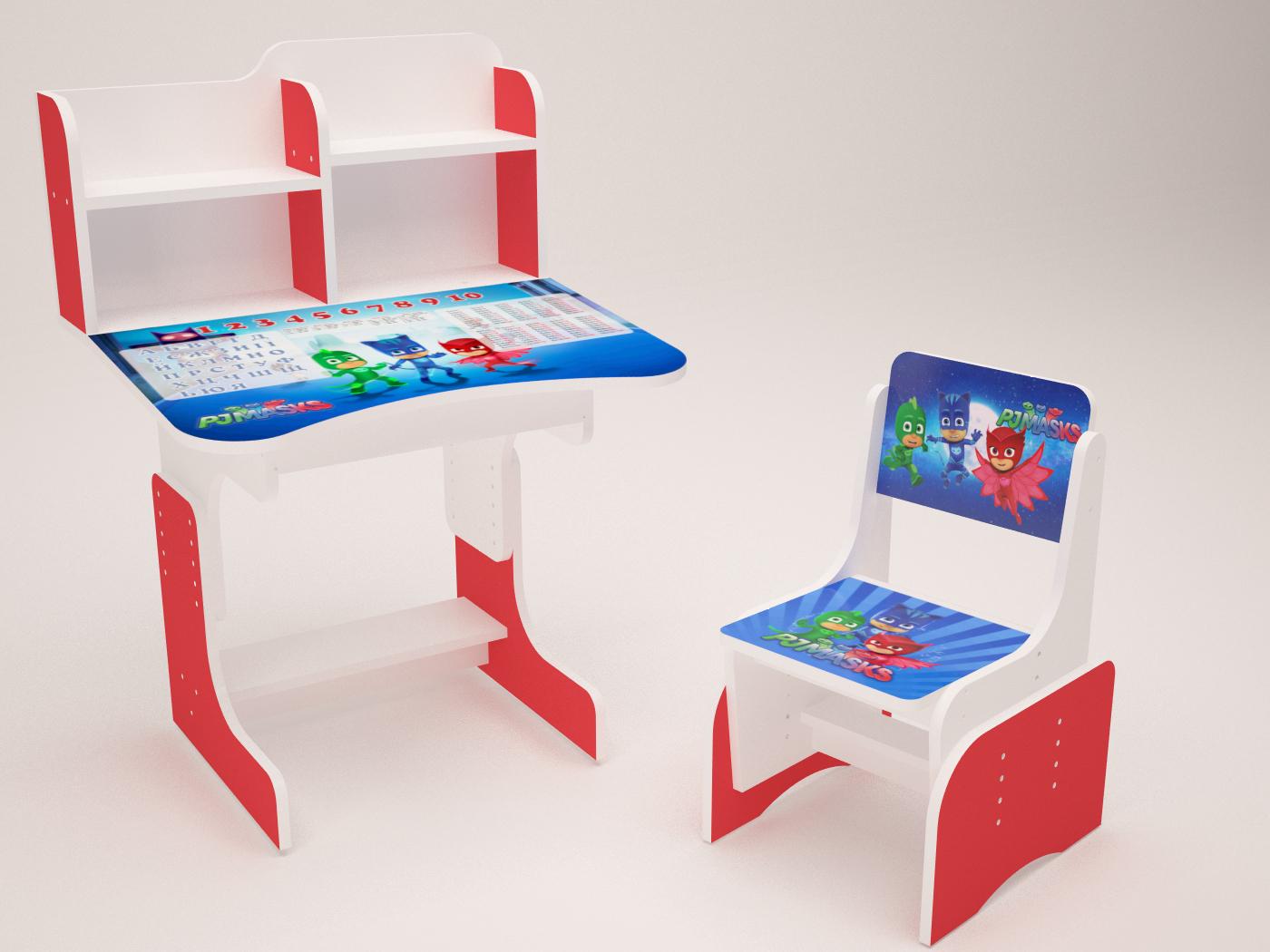 Комплект парта і стілець-трансформери Герої в масках від 3 років Червоний (017)