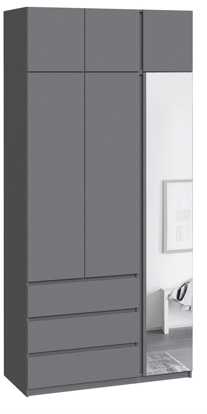 Шафа з антресоллю та дзеркалом Майстер Форм Брайт правостороння 1200х520х2400 мм Антрацитовий (32378) - фото 1