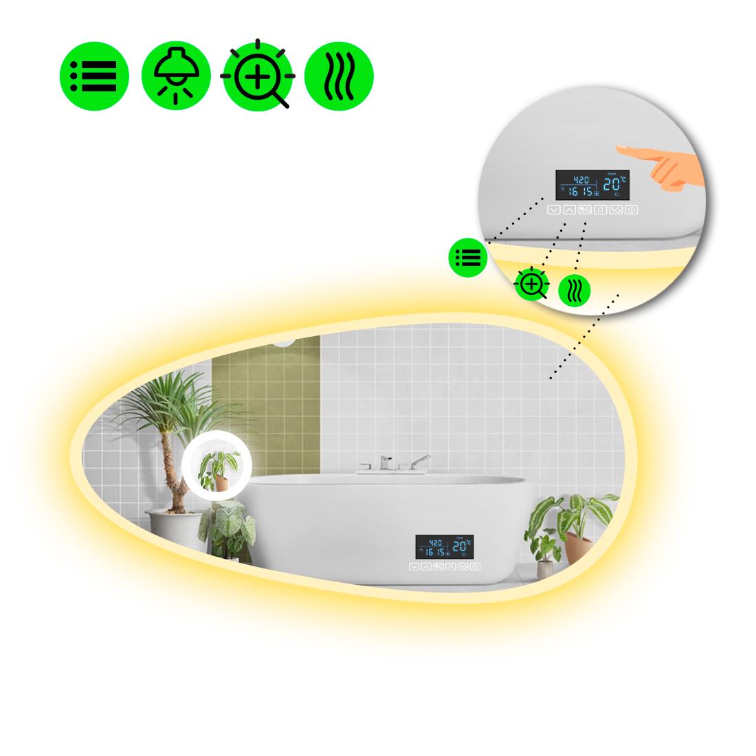 Зеркало с LED подсветкой Occhio 3 с Smart-блоком линзой с подсветкой и подогревом 70x140 см (Occhio3-85)