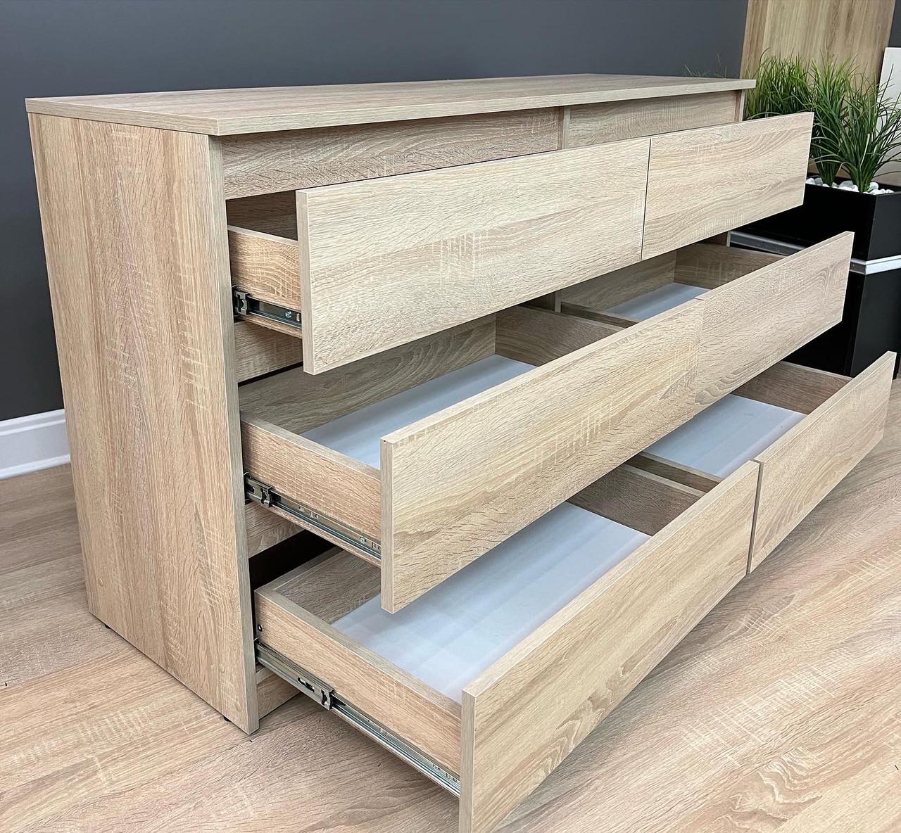 Комод Kvatro 130 на 6 шухляд 1300х750х400 мм Дуб сонома світлий - фото 7 Комод Kvatro 130 на 6 шухляд 1300х750х400 мм Дуб сонома світлий - фото 7